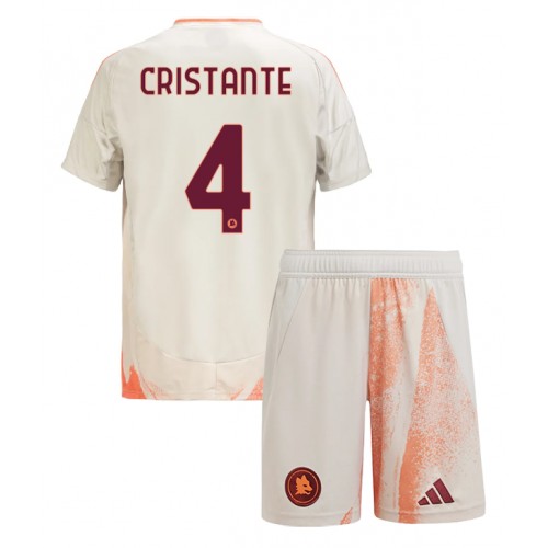 Otroški Nogometni dresi AS Roma Bryan Cristante #4 Gostujoči 2024-25 Kratek Rokav (+ Kratke hlače)